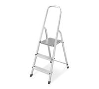 Amig - Escalera Plegable con 3 peldaños - Fabricada en Aluminio - Medida de Peldaños Pequeños:28x8cm - Medida de Peldaño Grande: 25x25x28 cm - Uso Doméstico - Carga Máxima 150 kg