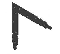 Amig - Escuadra Decorativa - A la Derecha - 300 x 240 x 4 mm - Acabado en Punta - Estilo Gótico Clásico - Ideal para Decoración o Refuerzo de Contraventanas, Puertas y Muebles - Acero Negro