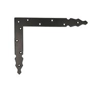 Amig - Escuadra Decorativa - A la Izquierda - 300 x 240 x 4 mm - Acabado en Punta - Estilo Gótico Clásico - Ideal para Decoración o Refuerzo de Contraventanas, Puertas y Muebles - Acero Negro