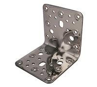 Amig - Escuadra Metálica Perforada - 103 x 100 x 3 mm - Fijación de Estructuras de Madera - Para Anclajes de Vigas, Tejados y Largueros - Acero Inoxidable Mate