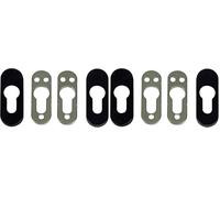 Amig - Escudo de Seguridad con Cuerpo de Acero para Cerraduras Mod. 35-70 x 25 mm - Para Puertas Metálicas - Con Embellecedor de Plástico - Zamak Acabado en Negro (Paquete de 2)