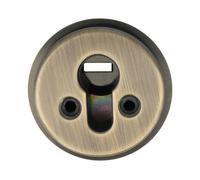 Amig - Escudo de seguridad Mod. 30 - Latón - Cuero - Anillo exterior macizo - Ø65 mm - Con placa antitaladro - Con tornillos y soporte - Para cilindro Europerfil EN1303 - Cuerpo acero sinterizado