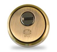 Amig - Escudo de seguridad Mod. 31 - Latón - Cuero - Anillo exterior hueco - Ø65 mm - Con placa antitaladro - Con tornillos y soporte - Para cilindro Europerfil EN1303 - Cuerpo acero sinterizado