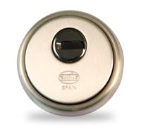 Amig - Escudo de seguridad Mod. 31 - Latón - Plateado - Anillo exterior hueco - Ø65 mm - Con placa antitaladro - Con tornillos y soporte - Para cilindro Europerfil EN1303 - Cuerpo acero sinterizado