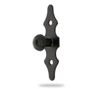 Amig - Escudo Tirador - Fabricado en Acero - Herraje Rústico - Medidas: 92 mm x 30 mm x 1.5 mm - Incluye Tornillería - Ideal para armarios - Acabado: Negro