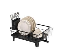 Amig - Escurreplatos Platz - 47 x 34,4 x 22,3 cm - Acero y Polipropileno con Recubrimiento - Color Negro - Escurridor con Bandeja de Drenaje y Portacubiertos - Escurridor con Bandeja para Goteo