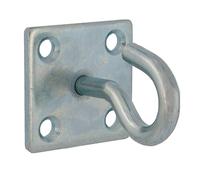 Amig - Gancho de Techo Para Lámpara - Anclaje de Pared con Fijación de Tornillo - 50 x 50 x 8 Gancho Ø8 mm - Gancho Abierto Multiusos - Con Placa Fija de Sujeción - Acero Zincado