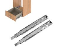 Amig - Guía de Cajón 35 Metálicas de Extracción Total 350x45mm - Resistencia 30kg - Acero Zincado Galvanizado, Plateado, 350x45 mm, Acero Aleado