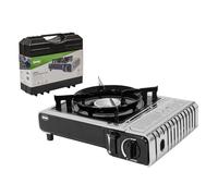 Amig - Hornillo Camping Gas - Cocina Portátil Camp01 - 2,2 kW Potencia - Parabrisas y Soporte Sartén - Certificación CE - Compatible Botellas CP 250 - Excursiones y Camping - Acero Inoxidable