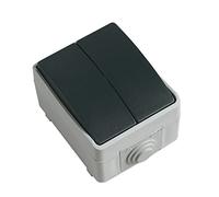 Amig - Interruptor Doble de Sobreponer Mod.3622 Estanco IP54 de Voltaje Máximo 230 V - Pulsador Anti Humedad Apto para Exteriores e Interiores - Ideal para Terrazas, Jardines, Garajes o Trasteros