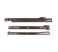 Amig - Juego de 2 Guías Correderas Metálicas con ruedas - Rieles para Cajones de Muebles, Cajoneras o Armarios - Acero - Color Marrón - Resistencia de carga: 18 Kg/Par - Medidas: 350 mm