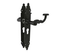 Amig - Juego de 2 Manillas para Puertas de Paso Mod.100PB47 | 280 x 45 x 3,5 mm | Cuadradillo 8 mm | Para Uso Con Cerraduras De Embutir | Tipo Forja | De Zamak Acabado en Negro