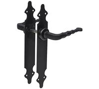 Amig - Juego de 2 Manillas para Puertas de Paso Mod.101P - 280 x 45 x 3,5 mm - Cuadradillo 8 mm - Tipo Forja - De Zamak Acabado en Negro
