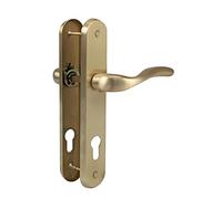 Amig - Juego de Manilla para Puerta - Modelo Lena - Acero - 238 x 40 mm - Bocallave de 70 mm - Cuadradillo de 8 mm- Color: Latonado mate