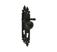 Amig - Juego de Manilla y Pomo - Placa Lisa - 270 x 36 mm - Bocallave a 90 mm - Ideal para Aumentar la Privacidad de una Estancia - Placa de Acero y Tirador de Zamak Negro