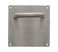 Amig - Juego de Manillas con Placa para Puertas | Mod. 3C | 139 x Ø19 mm | Cuadradillo de 8 mm | Sin bocallave | Acero inoxidable 18/8 Plateado Mate