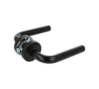 Amig - Juego de Manillas con Roseta Interior para Puertas - Mod. 4RX - 135 x Ø19 mm - Cuadradillo de 8 mm - Diseño Elegante y Sencillo - Acero inoxidable Negro