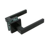 Amig - Juego de Manillas con Roseta Interior para Puertas - Mod. 8RX - 54 x 54 mm - Cuadradillo de 8 mm - Diseño Elegante y Sencillo - Acero inoxidable Negro