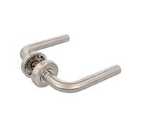 Amig - Juego de Manillas con Roseta para puerta - Mod. 4E - Acero inoxidable 18/8 - Ø53 mm - Cuadradillo de 8 mm - Plateado