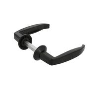 Amig - Juego de Manillas de Aluminio - Medidas Manija 105 x 45 mm - Grosor de la Puerta 35-45 mm - Roseta de Ø35 mm - Color Negro - Ideal para Puertas de Paso y Entrada de Exterior e Interior