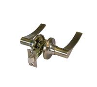 Amig - Juego de Manillas de Paso con Picaporte - Picaporte de Entrada 60/70 mm - para Puertas de madera de 35 a 45 mm - Maneta con Roseta - Regulable y Reversible - Cuero - Zamak - Mod. 711