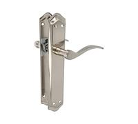 Amig - Juego de Manillas de Placa - Adecuado para Puertas de Paso de Interior y Exterior con Manivela Cómoda, Elegante y Atemporal - Latón - Color Plateado - 256 x 48 mm