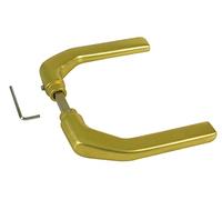 Amig - Juego de Manillas Doradas de Aluminio sin Placa Ideal para Puertas de Paso y Entrada - 130 x 61 mm · Grosor Máximo Puerta 60 mm - Manija con Manivela Funcional, Decorativa y Moderna