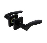 Amig - Juego de Manillas para Puertas - Mod. BOLONIA - 122 x 48 mm - Con Bocallave - Diseño Elegante y Sencillo - Manija de Agarre Ergonómico - Zamak Negro Mate