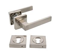 Amig - Juego de Manillas para Puertas | Mod. CADIZ | 52 x 124 mm | Con Bocallave | Diseño Elegante y Sencillo | Manija de Agarre Ergonómico | Aluminio Satinado