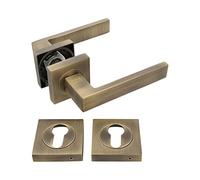 Amig - Juego de Manillas para Puertas - Mod. CADIZ - 52 x 124 mm - Con Bocallave - Diseño Elegante y Sencillo - Manija de Agarre Ergonómico - Zamak Cuero