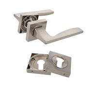 Amig - Juego de Manillas para Puertas - Mod. TARIFA - 52 x 124 mm - Con Bocallave - Diseño Elegante y Sencillo - Manija de Agarre Ergonómico - Zamak Plateado Mate
