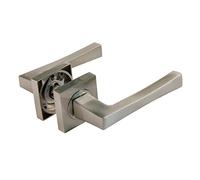 Amig - Juego de Manillas para Puertas - Mod. VEJER - 52 x 123 mm - Con Bocallave - Diseño Elegante y Sencillo - Manija de Agarre Ergonómico - Zamak Plateado Mate