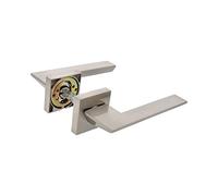Amig - Juego de Manillas para Puertas | Mod. ZAHORA | 52 x 146 mm | Con Bocallave | Diseño Elegante y Sencillo | Manija de Agarre Ergonómico | Zamak Plateado Mate