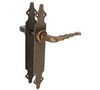 Amig - Juego de Manillas - Placa Lisa - 280 x 45 mm - Cuadradillo de 8 mm - Adecuado para todo Tipo de Puertas de Paso en Interior - Placa de Acero y Tirador de Zamak Efecto Cuero