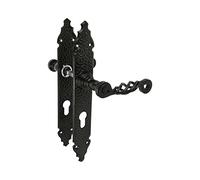 Amig - Juego de Manillas - Placa Martilleada - 280 x 45 mm - Bocallave a 72 mm - Ideal para Aumentar la Privacidad de una Estancia - Placa de Acero y Tirador de Zamak Negro