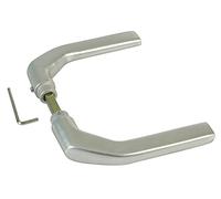 Amig - Juego de Manillas Plateadas de Aluminio sin Placa Ideal para Puertas de Paso y Entrada - 130 x 61 mm · Grosor Máximo Puerta 65 mm | Manija con Manivela Funcional, Decorativa y Moderna