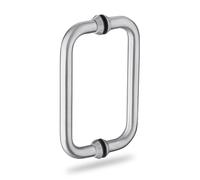 Amig - Juego de Manillones con Roseta, Modelo 4, Fabricado en Acero Inoxidable 18/8, Medida: 19 x 300 mm, Óptimo para Puertas de cristal, Material resistente y duradero, Acabado: Mate