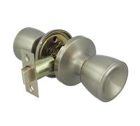 Amig - Juego de Pomos de Paso Tipo Copa - Latón - Picaporte de entrada 60/70 mm - Incluye tornillería - Para Puertas de Madera de 35 a 45 mm de grosor - Picaporte de Canto Cuadrado - Plateado Mate