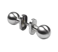 Amig - Juego de Pomos Giratorios para Puertas Mod. 11ALGR - ø50 x 78 mm - Con Embellecedor de Roseta - Agarre Ergonómico - Incluye Tornillos Antirrobo - Sin Muelle - Acero Inoxidable 18/8 Mate