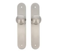 Amig - Juego de Pomos Giratorios Redondos para Puertas de Interior Mod. 11GP - ø62 x 77 mm - Embellecedor de Placa Rectangular - Agarre Ergonómico - Acero Inoxidable 18/8 Mate