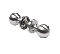 Amig - Juego de Pomos Giratorios Redondos para Puertas de Interior Mod. 11GR - ø50 x 78 mm - Embellecedor de Placa Rectangular - Agarre Ergonómico - Acero Inoxidable 18/8 Mate