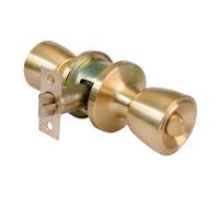 Amig - Juego de Pomos para Puerta de Entrada Interior - Para Puertas de Madera 35-45 mm - Picaporte 60/70 mm con Condena Interior - Instalación con Agujero Ø54 - Latón Mate - Mod. 600