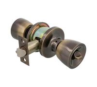 Amig - Juego de Pomos para Puerta de Entrada Interior - Para Puertas de Madera 35-45 mm - Picaporte 60/70 mm con Condena Interior - Instalación con Agujero Ø54 - Latón Cuero - Mod. 600