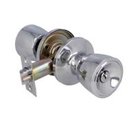 Amig - Juego de Pomos para Puerta de Entrada Interior - Para Puertas de Madera 35-45 mm - Picaporte 60/70 mm con Condena Interior - Instalación con Agujero Ø54 - Latón Cromado brillo - Mod. 600