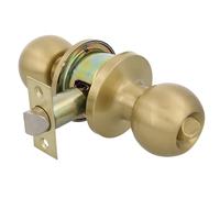 Amig - Juego de pomos tipo bola, Sistema de Emergencia Exterior y Condena Interior, Picaporte de entrada 60/70 mm, Canto cuadrado, Latón, Dorado Mate, Puerta Interior de 35 a 45 mm