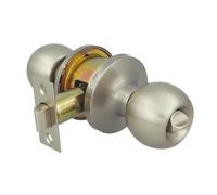 Amig - Juego de pomos tipo bola, Sistema de Emergencia Exterior y Condena Interior, Picaporte de entrada 60/70 mm, Canto cuadrado, Latón, Plateado Mate, Puerta Interior de 35 a 45 mm