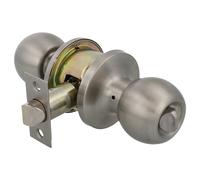 Amig - Juego de pomos tipo bola, Sistema de Emergencia Exterior y Condena Interior, Picaporte de entrada 60/70 mm, Canto cuadrado, Latón, Cuero, Puerta Interior de 35 a 45 mm