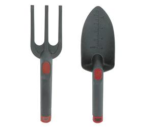 Amig - Kit de jardín de Pala Ancha y escarificador de Nylon para Trabajos en Huerto y para Plantar en Casa - Herramientas para huerto de Color Rojo-Negro - Medidas - 28cm.