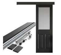 Amig - Kit puerta corredera madera - Guía 186 cm aluminio negro con autocierre - Capacidad 60 kg - Cierre suave y silencioso - Mod. SD005