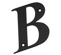 Amig - Letra B para Casas o Portales | 100 x 97 mm | Para Paredes o Muros Exteriores de Viviendas | De Acero Acabado en Negro Epoxi | Estilo Forja | Incluye Tacos y Tirafondos
